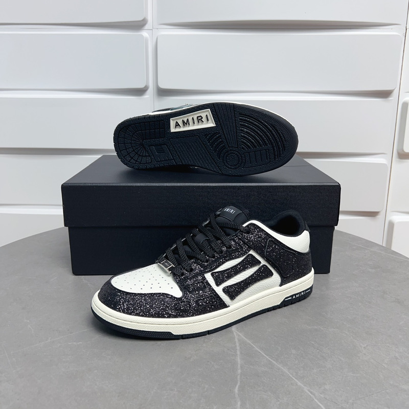 Amiri Skel Leather Low-Top Sneakers Black