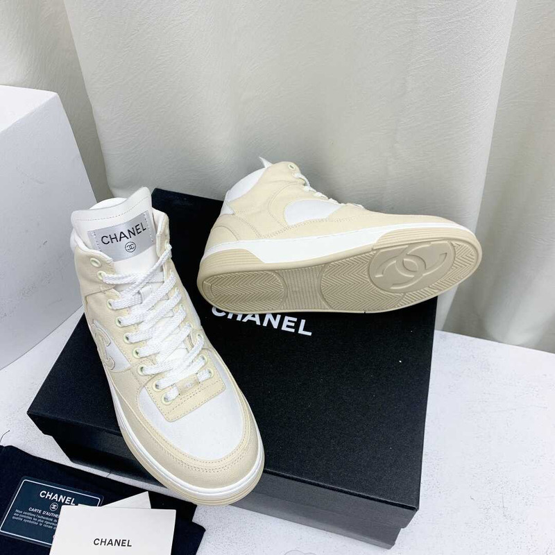 Ch*el trianers high top cotton light yellow