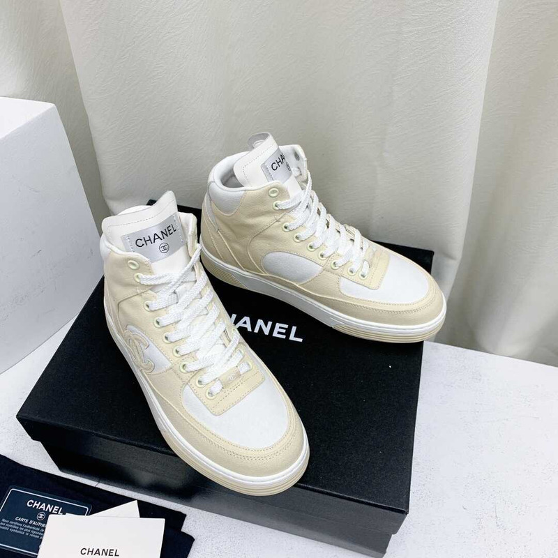 Ch*el trianers high top cotton light yellow