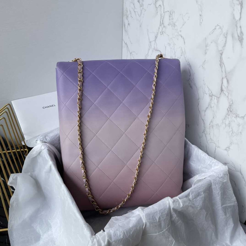 Ch*el maxi hobo bag calfskin purple