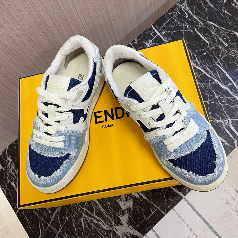 F**di match low top denim sneakers multi color