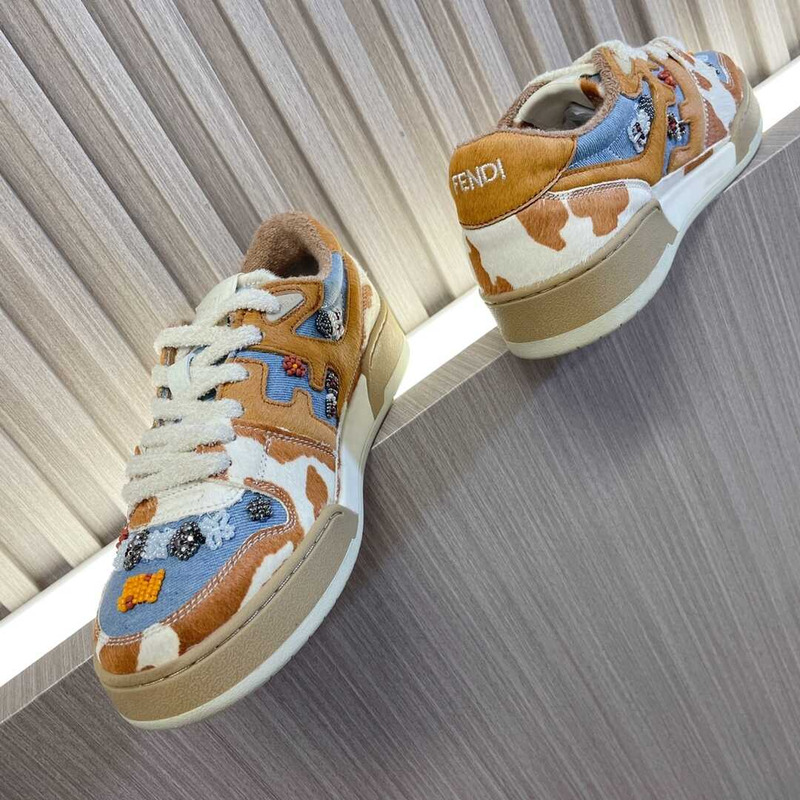 F**di match low top denim sneakers multi color