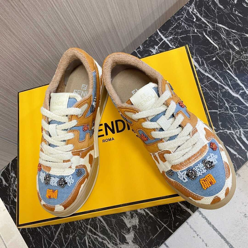 F**di match low top denim sneakers multi color
