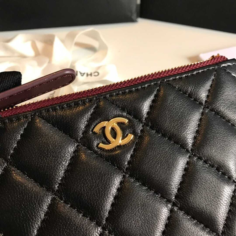 Ch*el lambskin wallet black