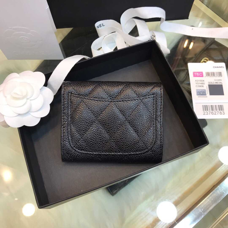 Ch*el caviar small flap wallet black