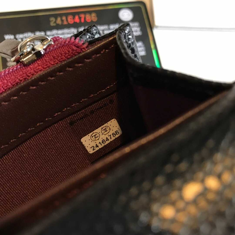 Ch*el caviar quilted large gusset flap wallet black