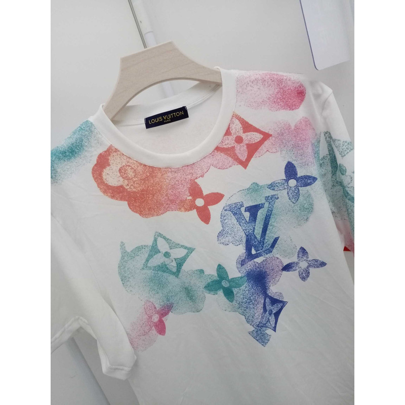 l**is V*t*n x virgil abloh watercolor monogram tee in white