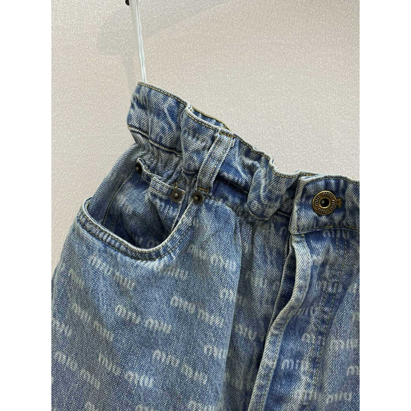 Miu Miu Corduroy Wide-Leg Pants Denim Blue
