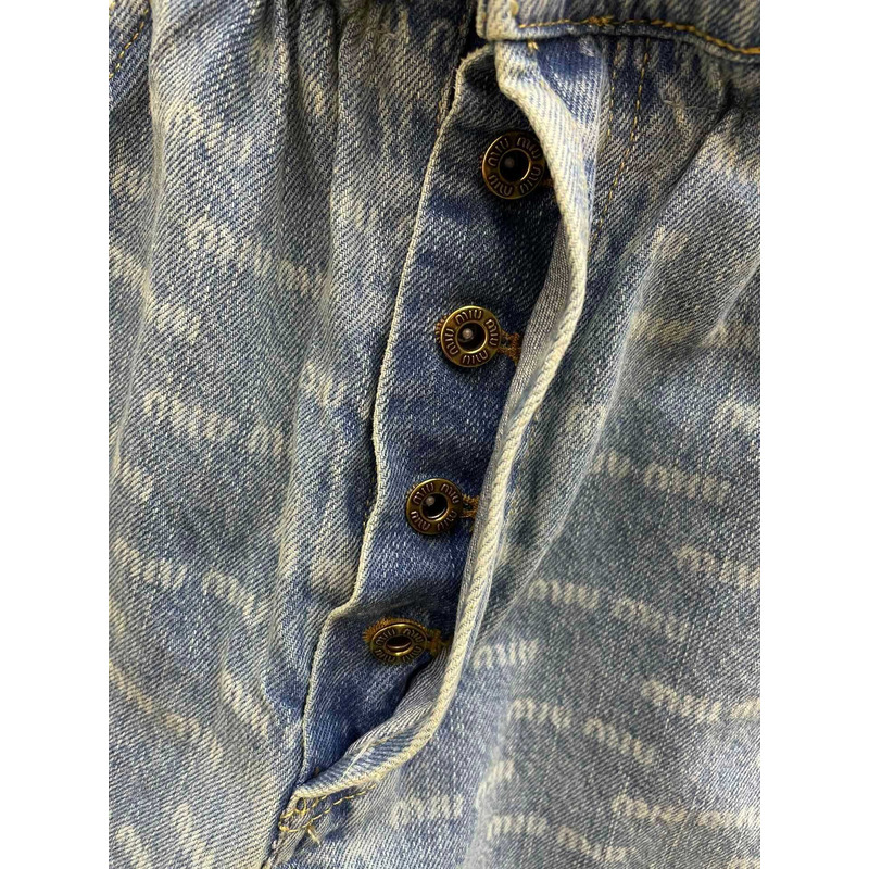 Miu Miu Corduroy Wide-Leg Pants Denim Blue