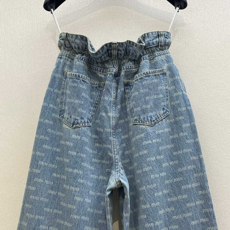 Miu Miu Corduroy Wide-Leg Pants Denim Blue