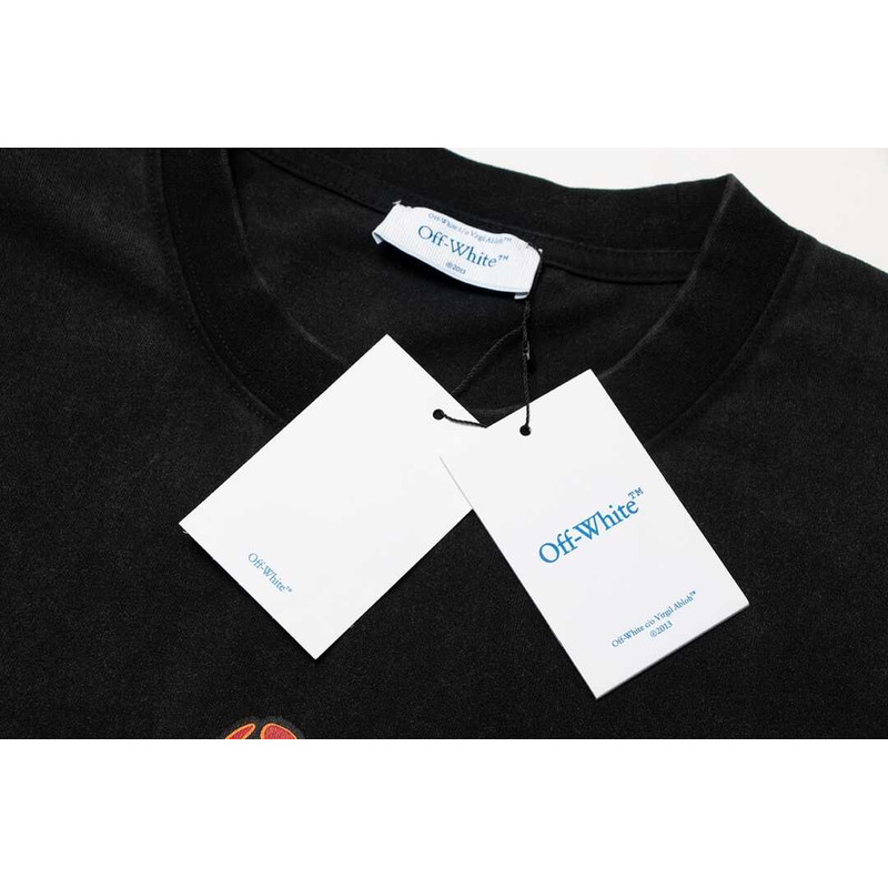 Off White Cotton T-Shirt Black