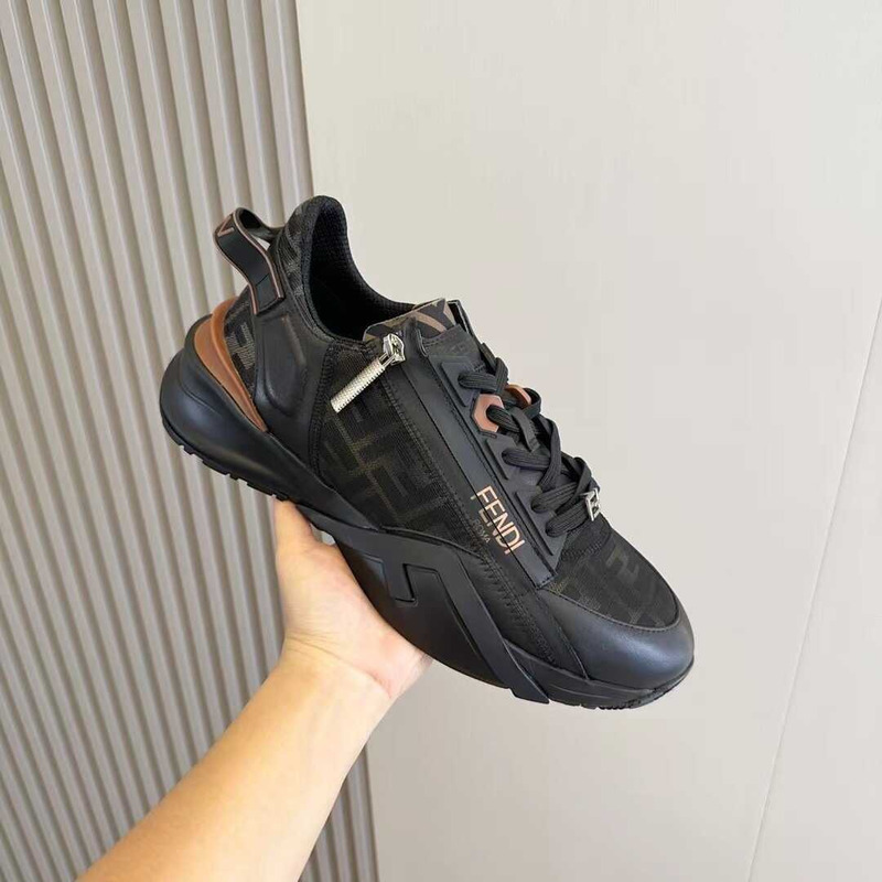 F**di multicolor leather and fabric flow sneakers
