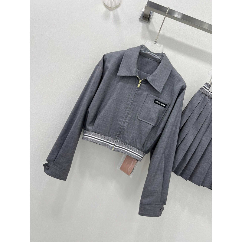 Miu Miu Cropped Jacket And Skrit Grey