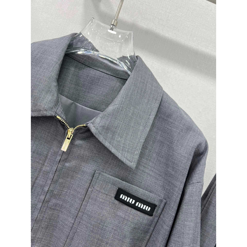 Miu Miu Cropped Jacket And Skrit Grey