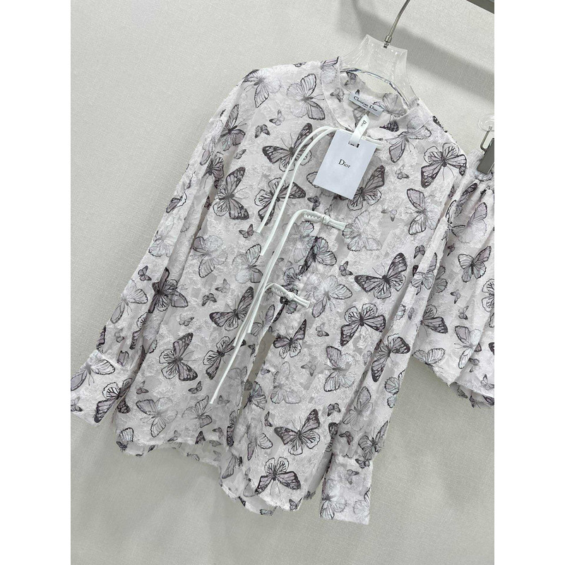 D*or cotton long blouse and shorts white