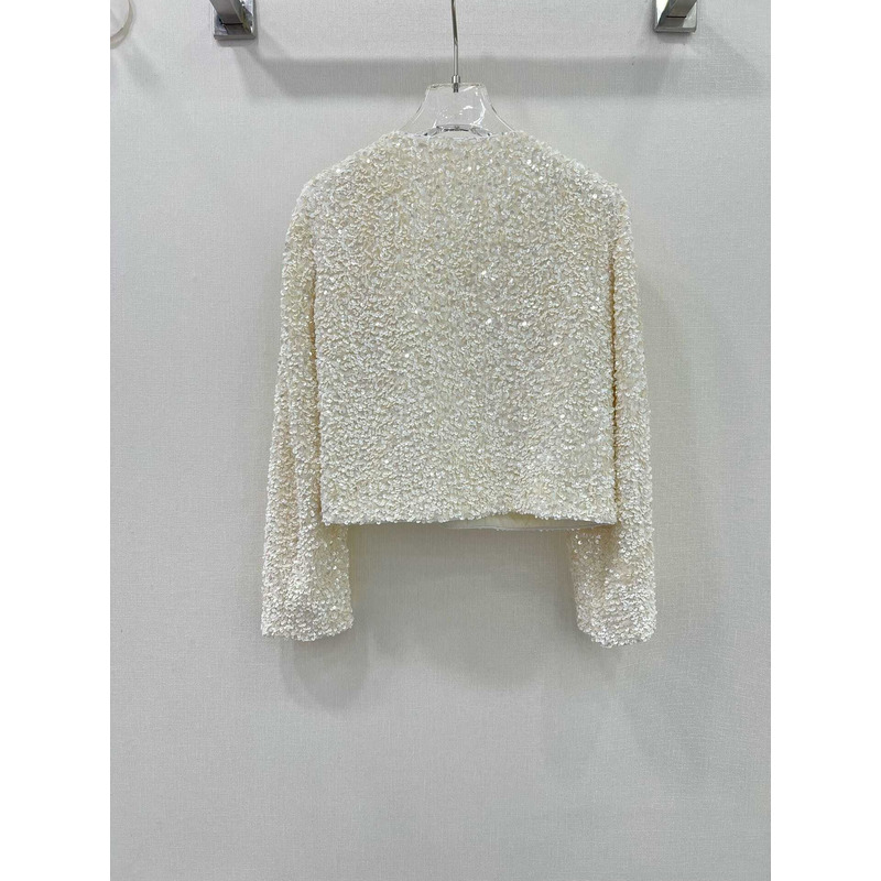 Ch*el pearl and sequin jacket white
