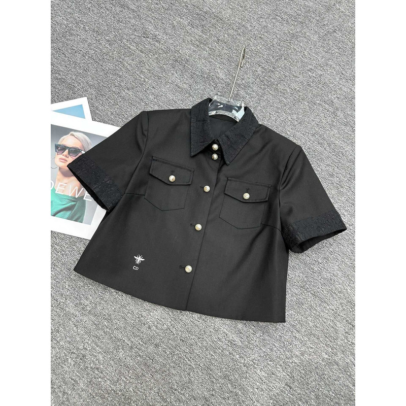D*or short-sleeve shirt and skirt black