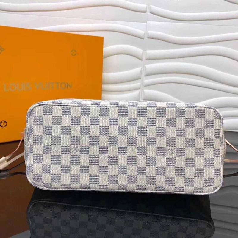 l**is V*t*n neverfull damier azur mm rose ballerina lining