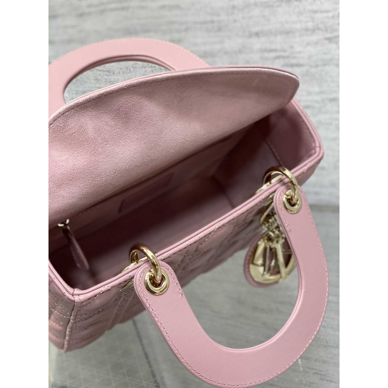 D*or small lady D*or my abcD*or handbag  vintage pink sheepskin vine