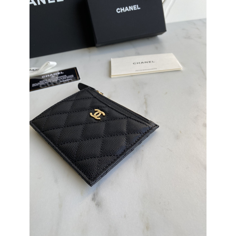 ch*el card holder quilted Di*m*nd lambskin black