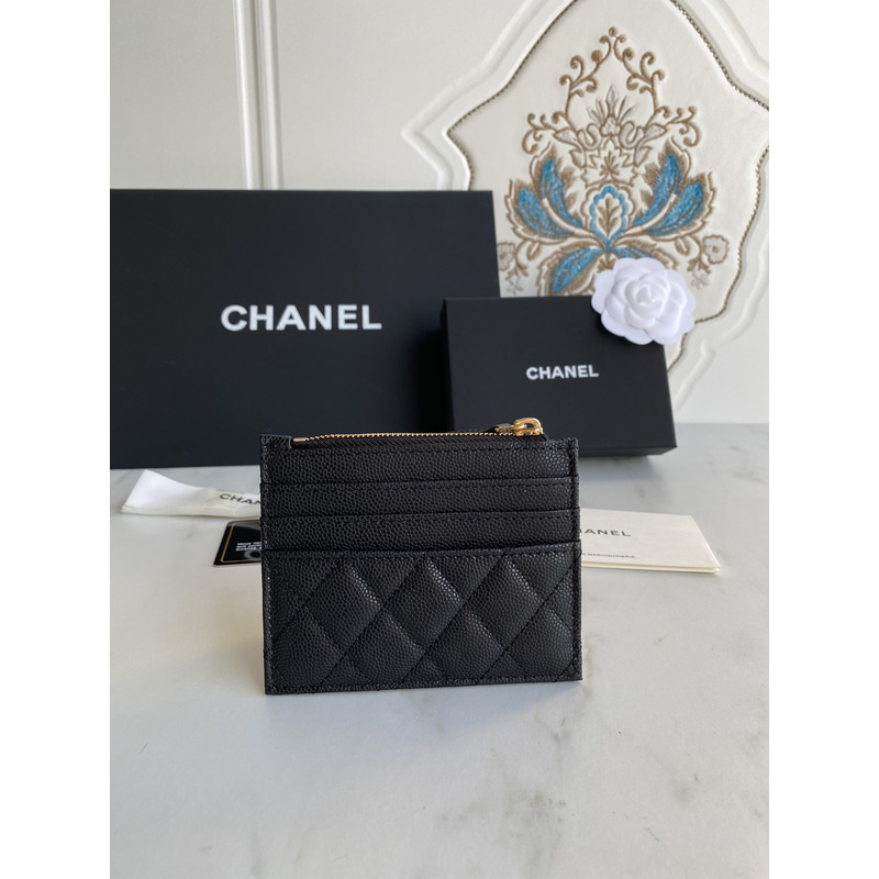 ch*el card holder quilted Di*m*nd lambskin black