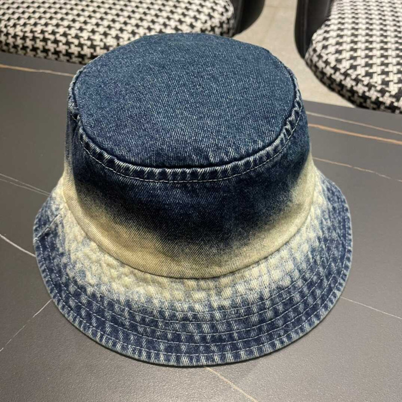 Pra*a denim bucket hat white and blue