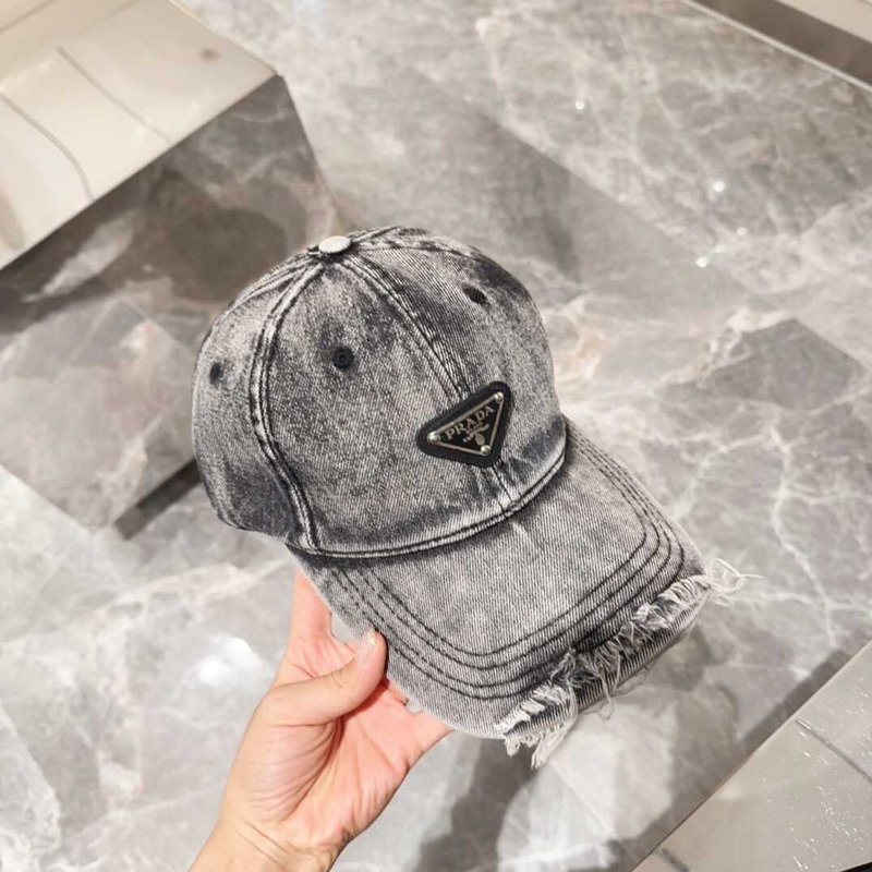 Pra*a denim baseball cap in grey