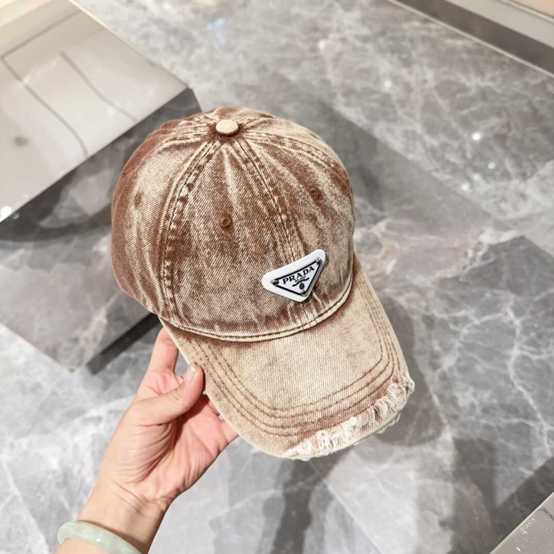 Pra*a denim baseball cap brown