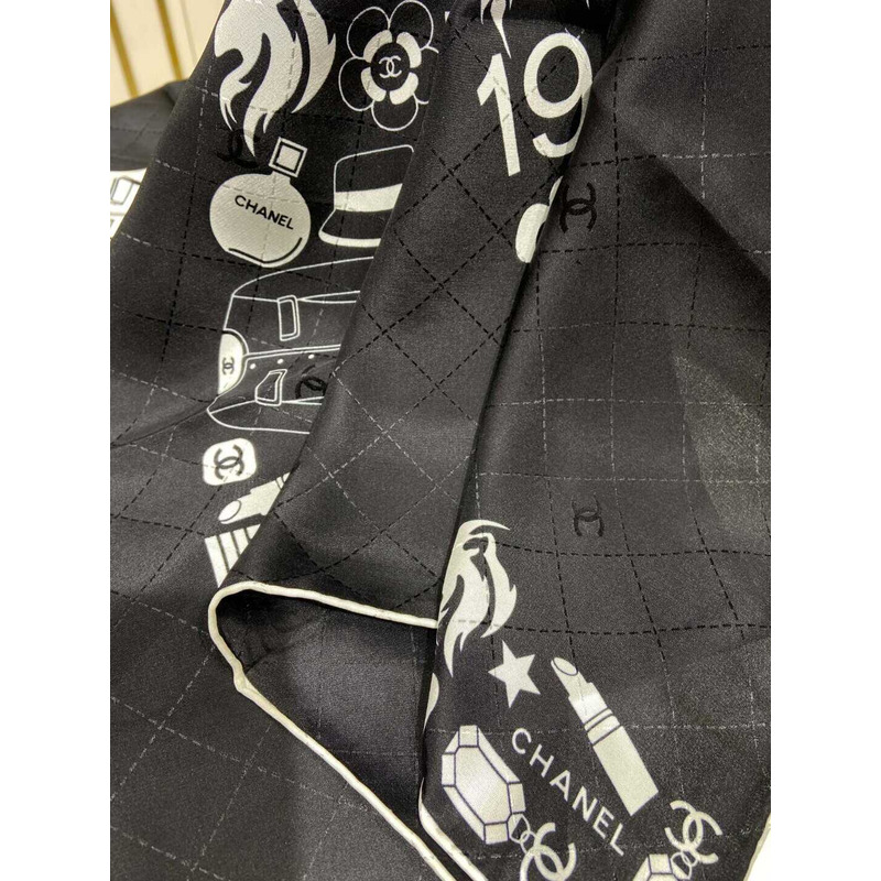 Ch*el square scarf in blue and white