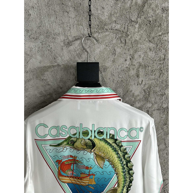 Casablanca Print Short-Sleeved Shirt White