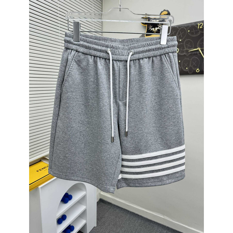 Thom Browne Logo-Print Shorts In Gray