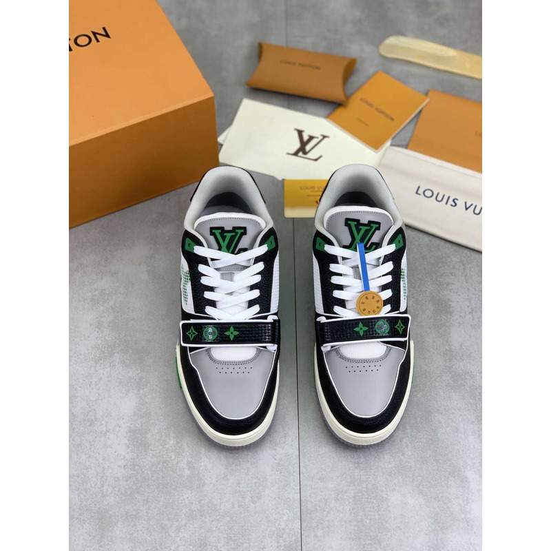 l**is V*t*n lv trainer monogram strap black white green