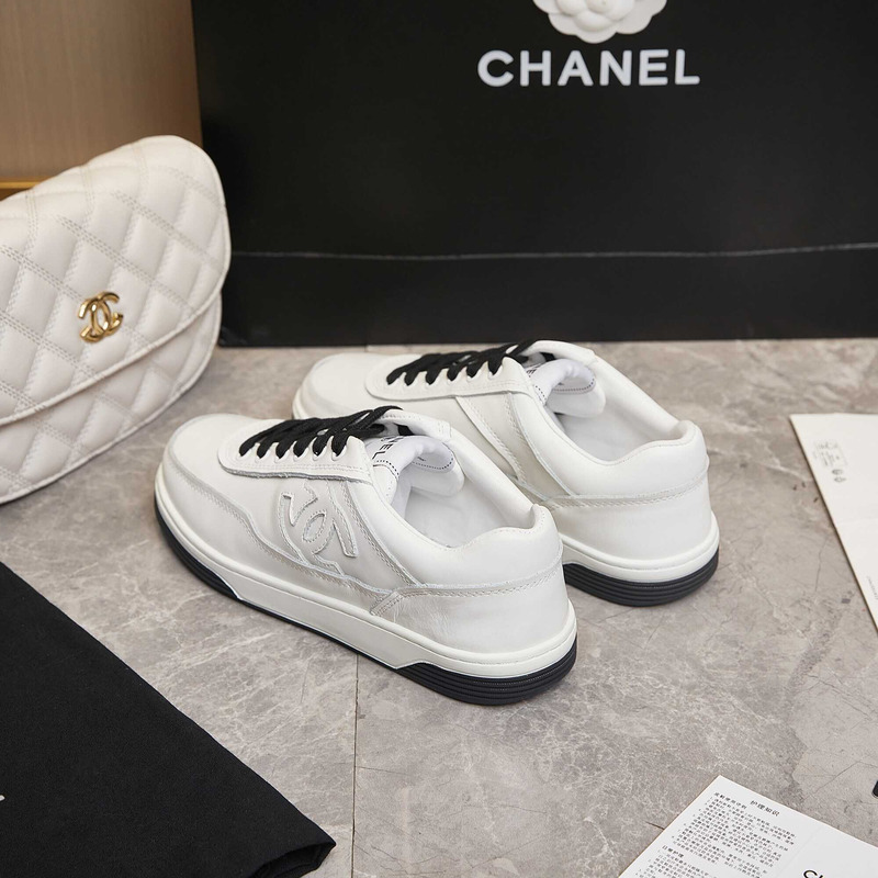 Ch*el sneaker calfskin white