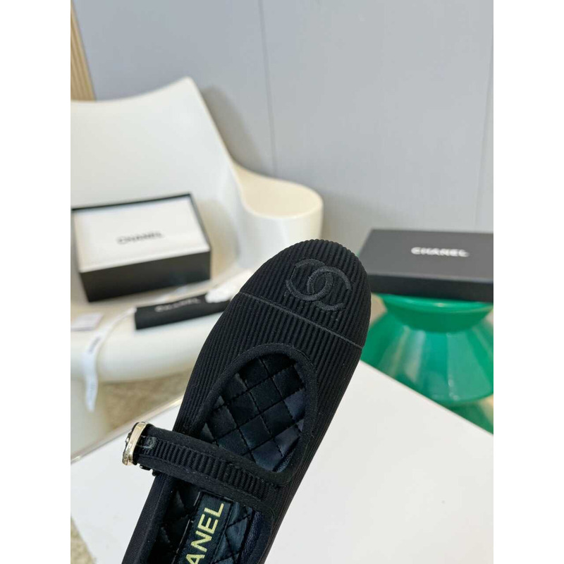 Ch*el mary janes cotton & silk black