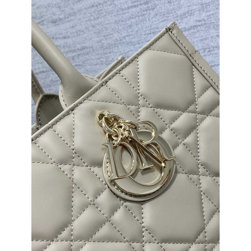 D*or medium D*or book tote beige macrocannage calfskin