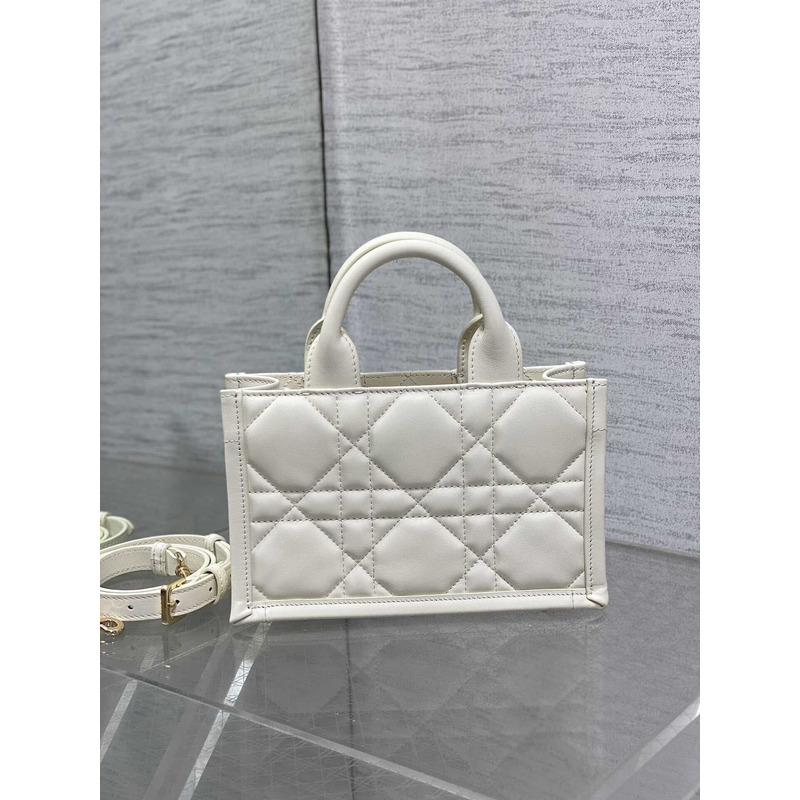 D*or mini D*or book tote macrocannage calfskin latte