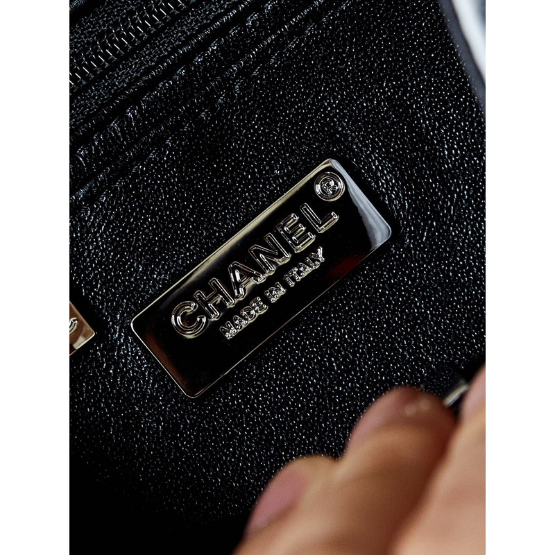 Ch*el small flap bag sequins black & white