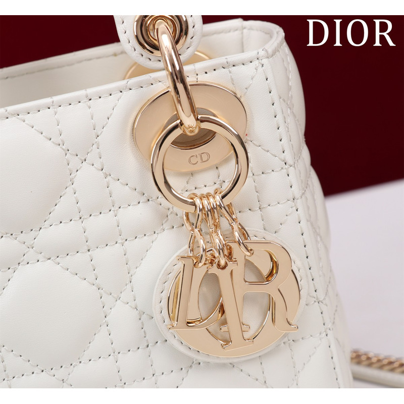 D*or mini lady D*or bag latte cannage lambskin