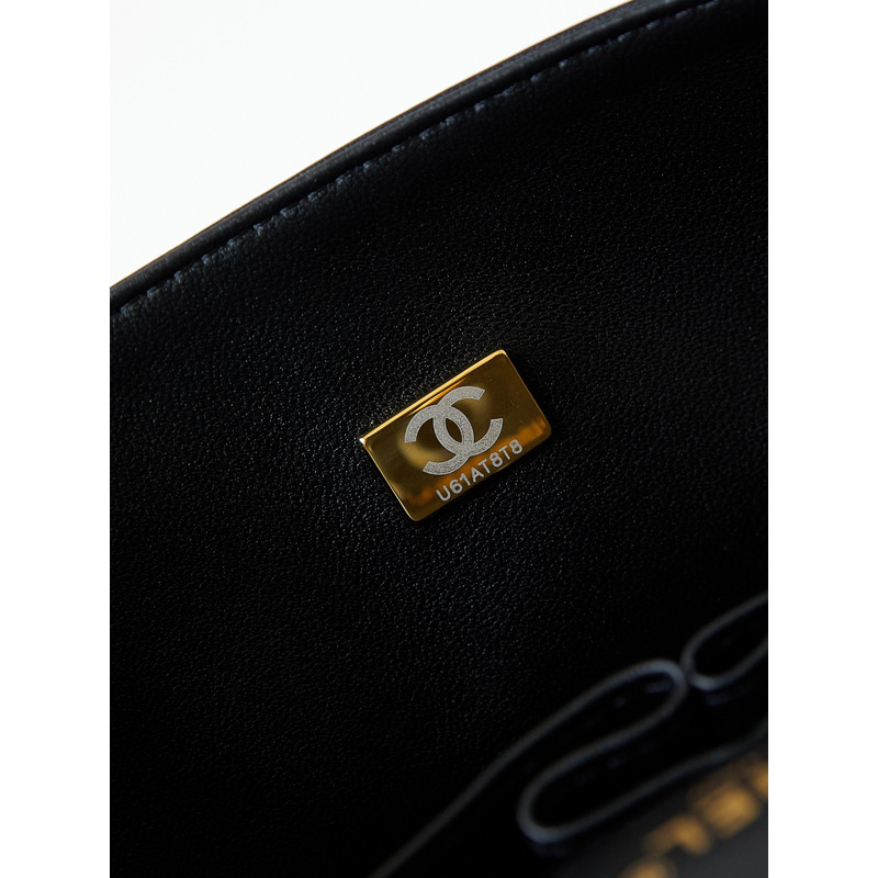 Ch*el classic 11.12 bag style printed fabric & gold-tone metal black and multicolor