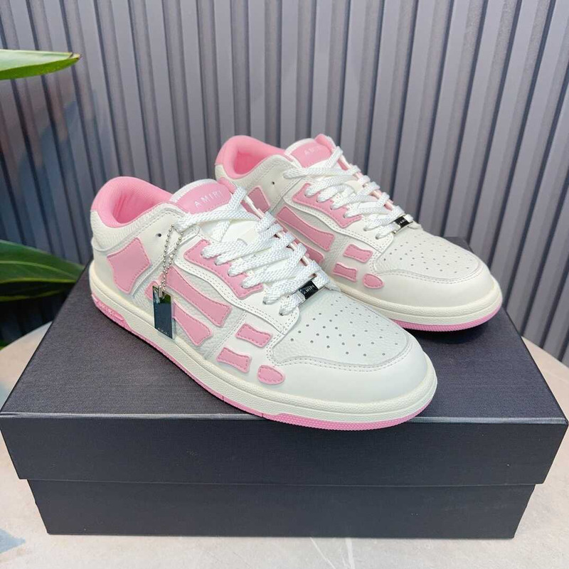 AMIRI White Pink Skeleton Sneakers