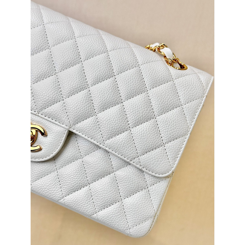Ch*el classic flap bag white med