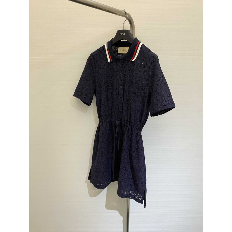 G*u*i cotton lace polo dress blue