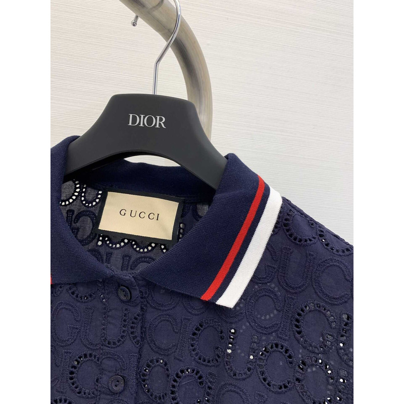 G*u*i cotton lace polo dress blue