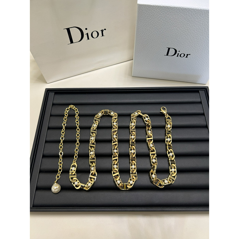 D*or montaigne jolie chain belt gold-finish meatal and white resin pearls