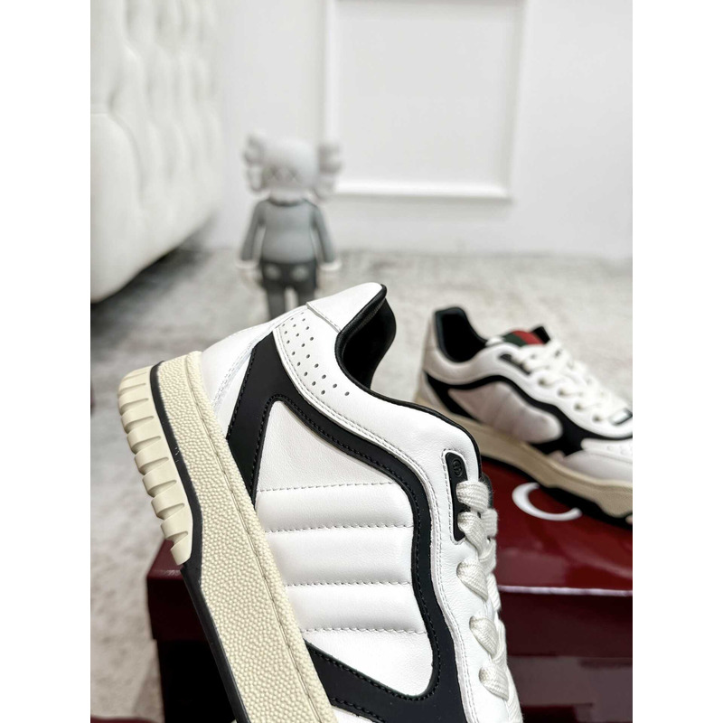 G*u*i re-web sneaker with white and leather piping black