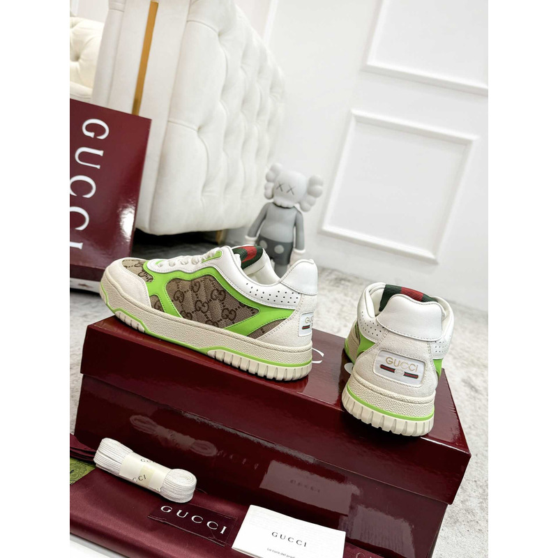 G*u*i re-web sneaker with classic gg canvas and leather fluorescent green
