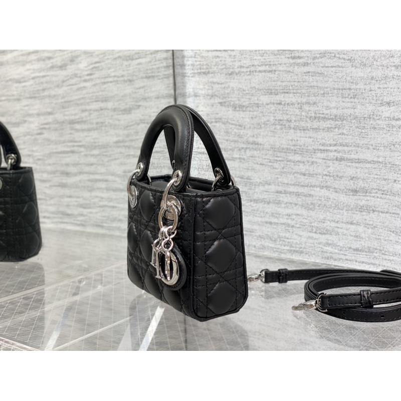 d*or lady bag S*per mini cannage leather black