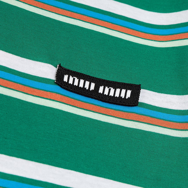 Miu Miu Jersey T-shirt Stripes Cotton Green