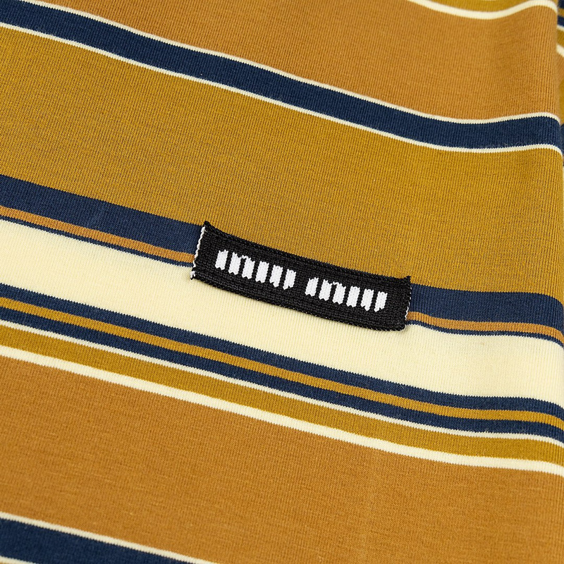 Miu Miu Jersey T-shirt Stripes Cotton Mustard