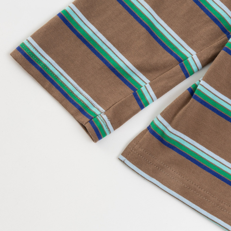 Miu Miu Jersey Polo Shirt Stripes Long-sleeved Cotton Brown